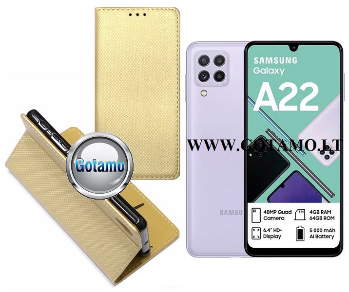 Re-Grid magnetinis dėklas Samsung Galaxy A22 aukso spalvos