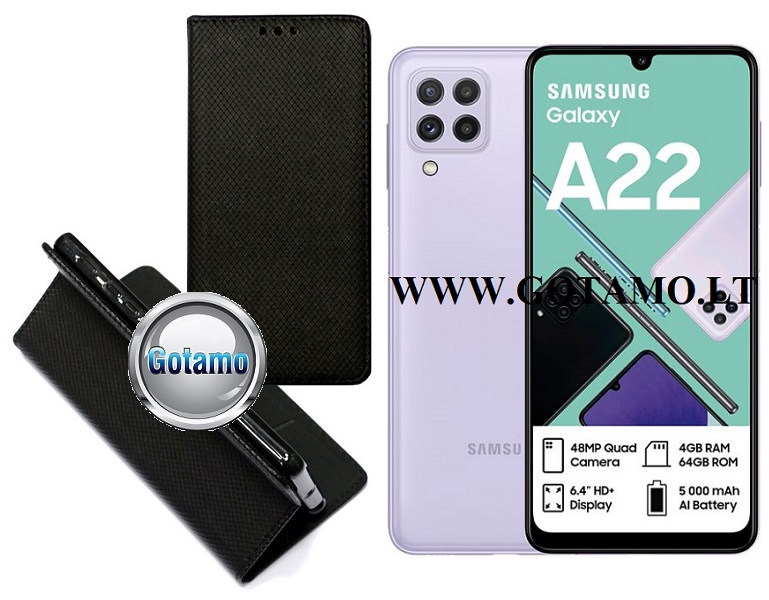 Re-Grid magnetinis dėklas Samsung Galaxy A22 juodos spalvos