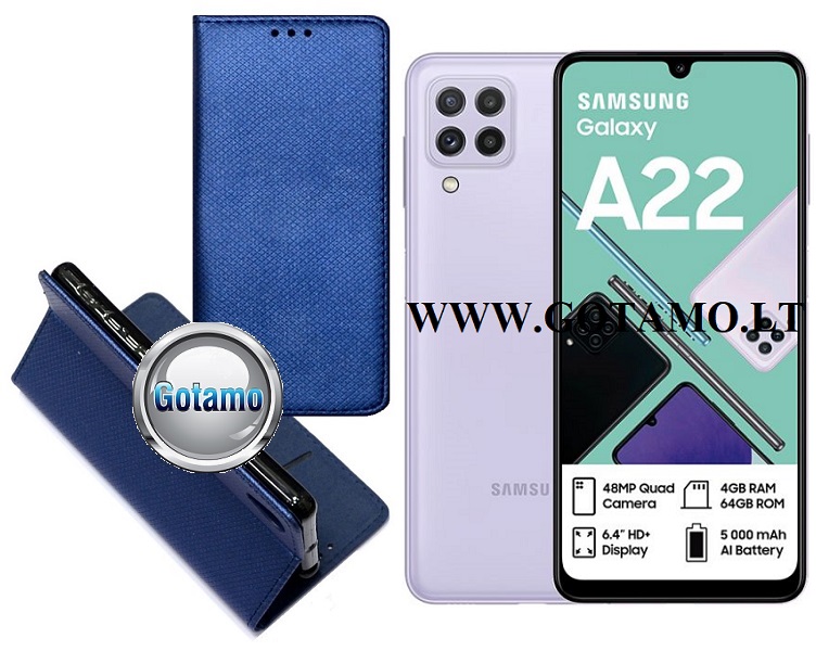 Re-Grid magnetinis dėklas Samsung Galaxy A22 mėlynos spalvos