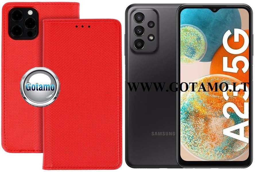 Re-Grid magnetinis dėklas Samsung Galaxy A23 5G raudonos spalvos