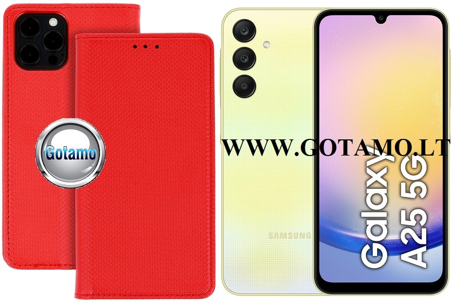 Re-Grid magnetinis dėklas Samsung Galaxy A25 raudonos spalvos