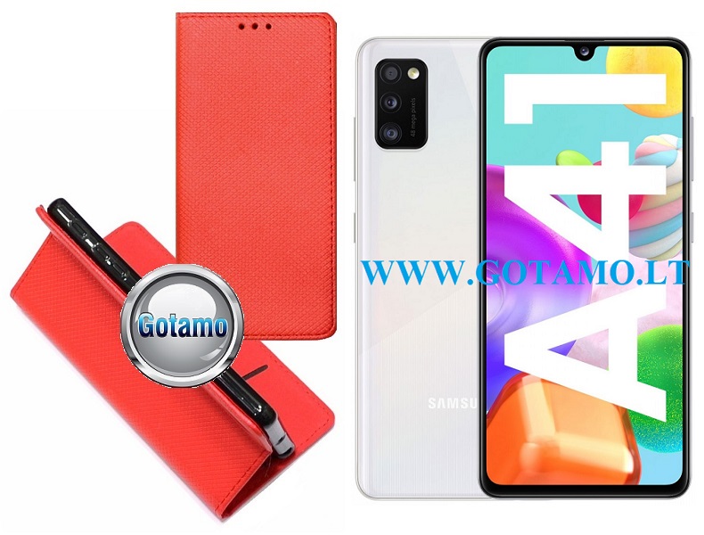 Re-Grid magnetinis dėklas Samsung Galaxy A41 raudonos spalvos