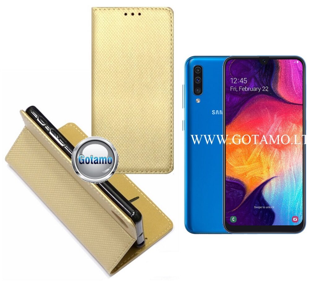 Re-Grid magnetinis dėklas Samsung Galaxy A50 aukso spalvos