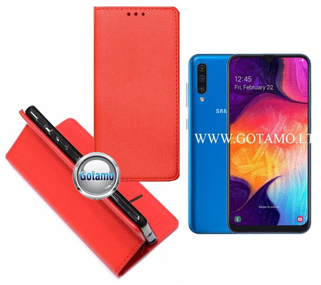 Re-Grid magnetinis dėklas Samsung Galaxy A50 raudonos spalvos