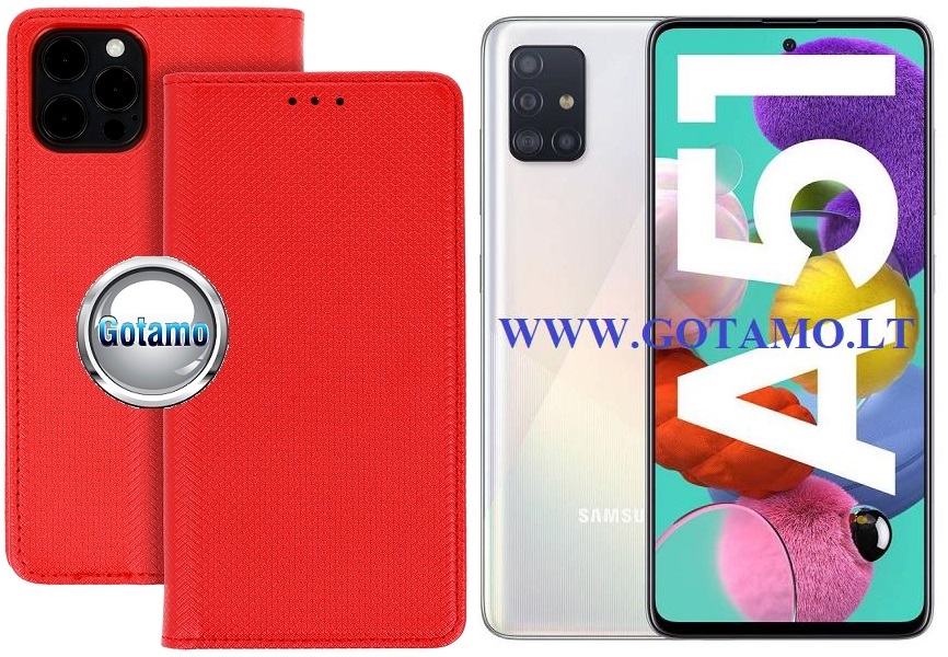 Re-Grid magnetinis dėklas Samsung Galaxy A51 raudonos spalvos