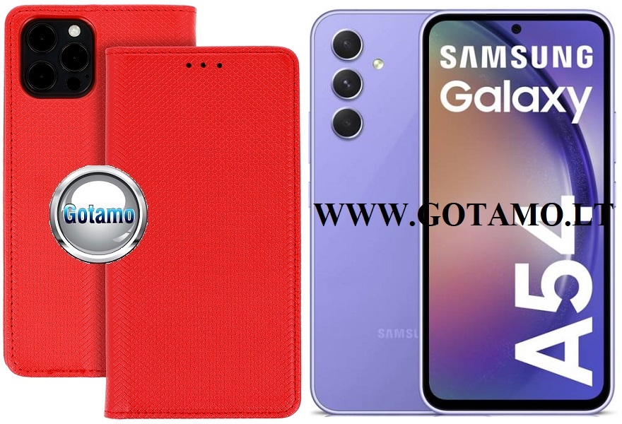 Re-Grid magnetinis dėklas Samsung Galaxy A54 raudonos spalvos