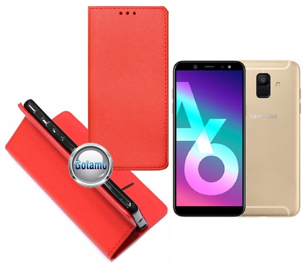 Re-Grid magnetinis dėklas Samsung Galaxy A6 (2018) raudonos spalvos