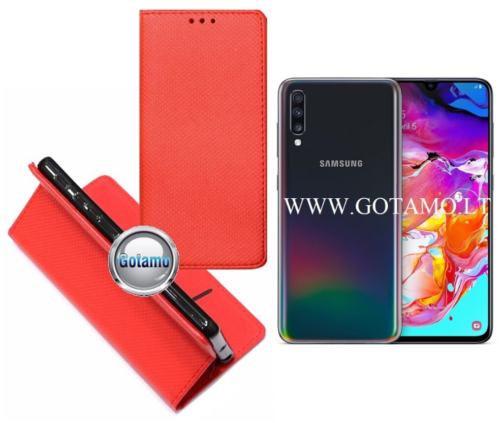 Re-Grid magnetinis dėklas Samsung Galaxy A70 raudonos spalvos