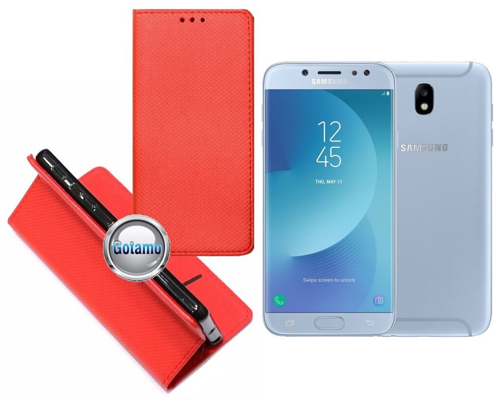 Re-Grid magnetinis dėklas Samsung Galaxy J7 (2017) J7 Pro raudonos spalvos