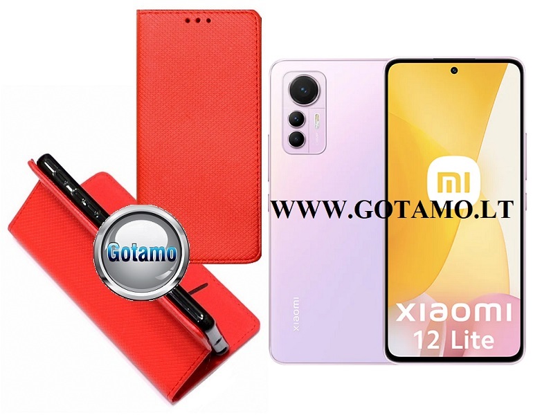 Re-Grid magnetinis dėklas Xiaomi 12 Lite telefonui raudonos spalvos