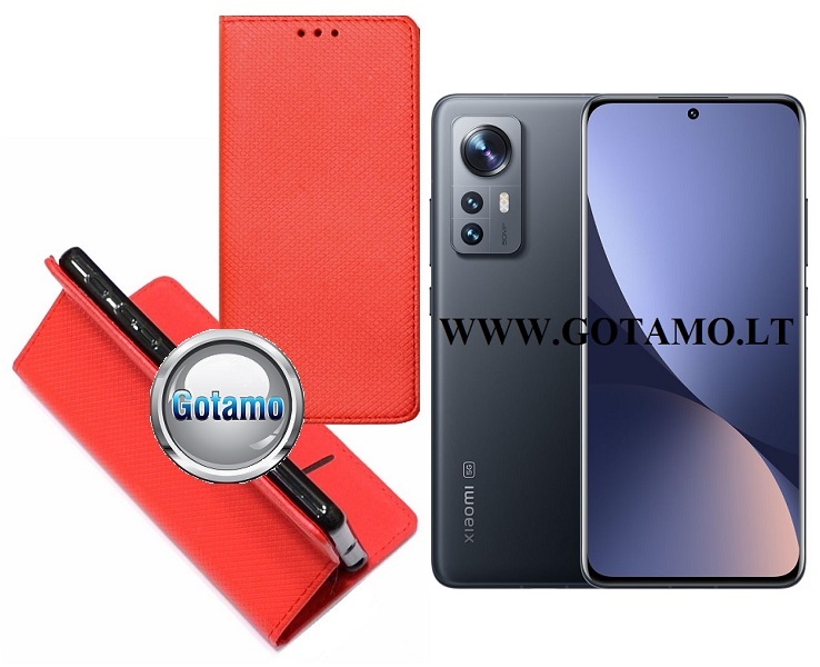 Re-Grid magnetinis dėklas Xiaomi 12, Xiaomi 12X, Xiaomi 12S telefonams raudonos spalvos