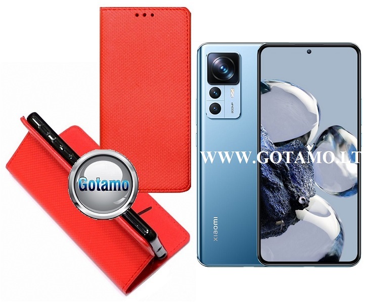 Re-Grid magnetinis dėklas Xiaomi 12T, Xiaomi 12T Pro telefonams raudonos spalvos