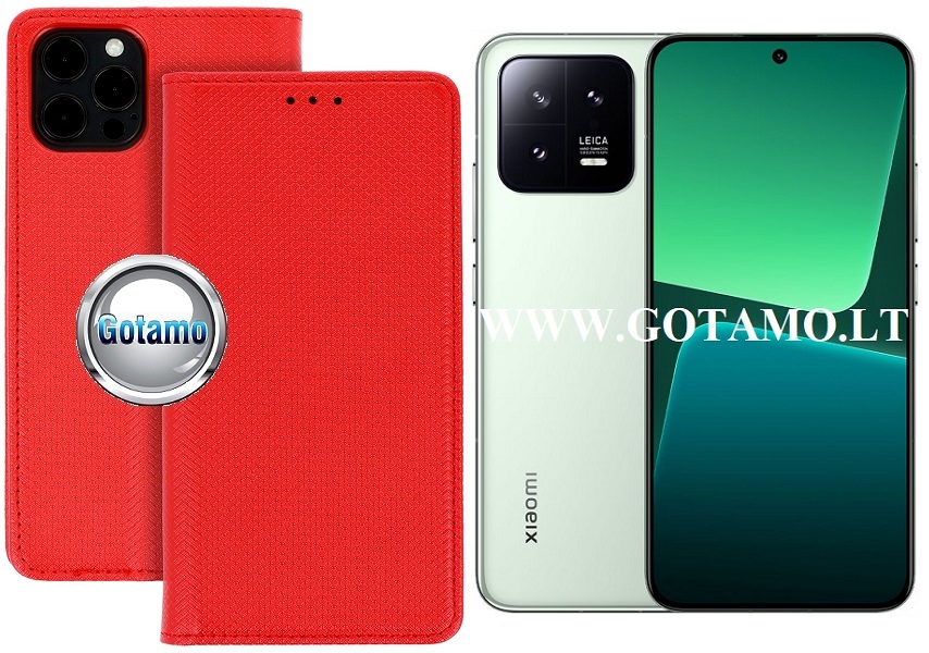 Re-Grid magnetinis dėklas Xiaomi 13 telefonui raudonos spalvos