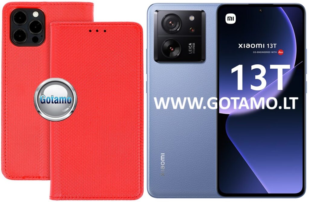Re-Grid magnetinis dėklas Xiaomi 13T, Xiaomi 13T Pro telefonams raudonos spalvos
