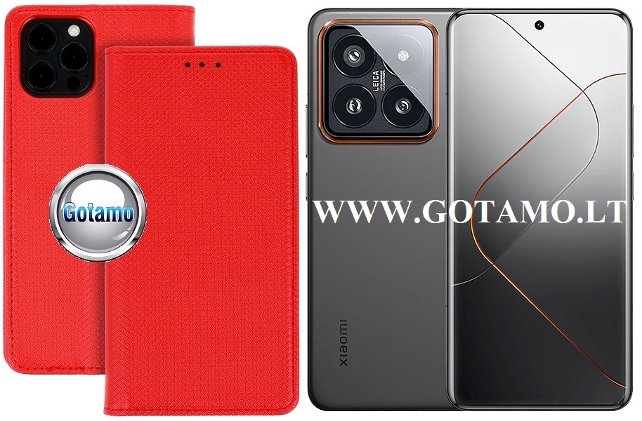Re-Grid magnetinis dėklas Xiaomi 14 Pro telefonui raudonos spalvos