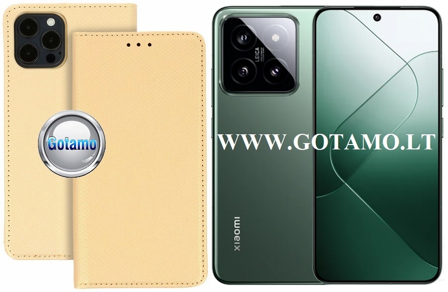 Re-Grid magnetinis dėklas Xiaomi 14 telefonui aukso spalvos