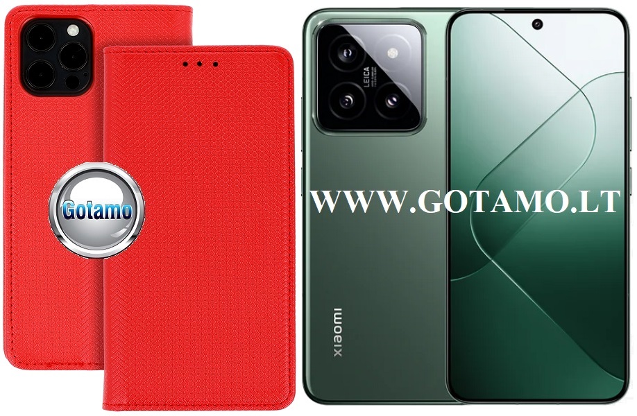 Re-Grid magnetinis dėklas Xiaomi 14 telefonui raudonos spalvos