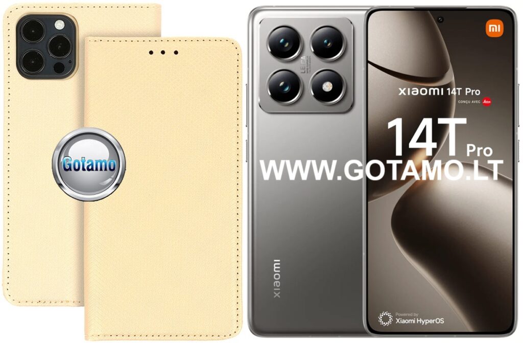 Re-Grid magnetinis dėklas Xiaomi 14T, Xiaomi 14T Pro telefonams aukso spalvos