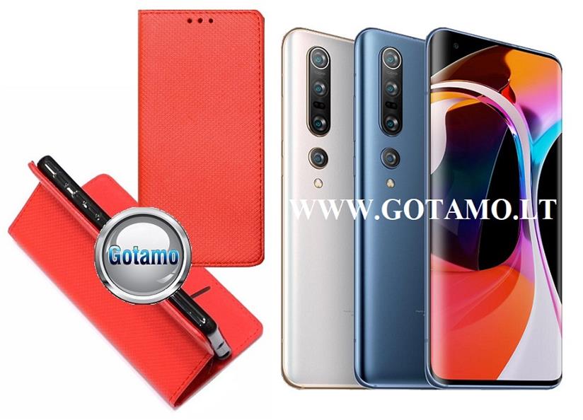 Re-Grid magnetinis dėklas Xiaomi Mi 10, Xiaomi Mi 10 Pro telefonams raudonos spalvos