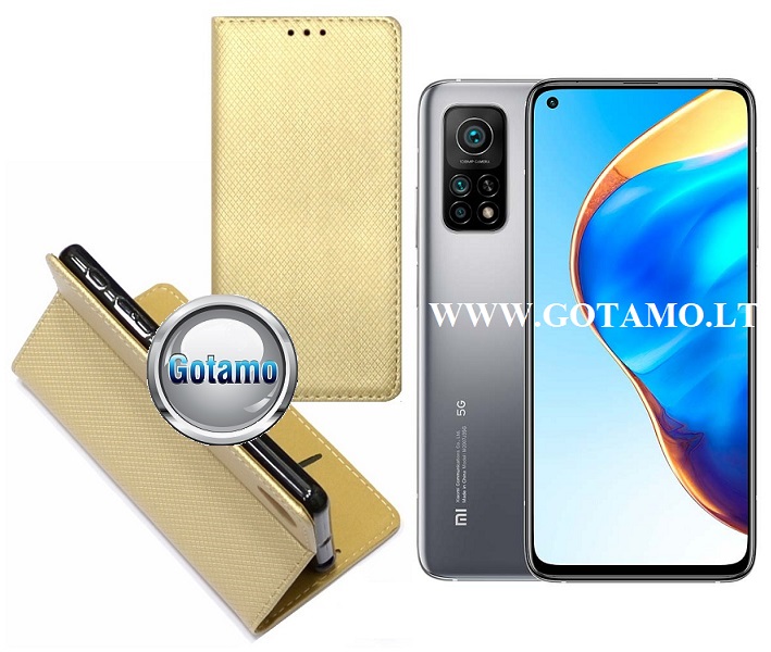 Re-Grid magnetinis dėklas Xiaomi Mi 10T, Xiaomi Mi 10T Pro telefonams aukso spalvos