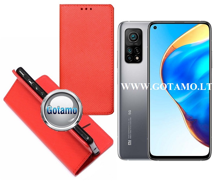 Re-Grid magnetinis dėklas Xiaomi Mi 10T, Xiaomi Mi 10T Pro telefonams raudonos spalvos