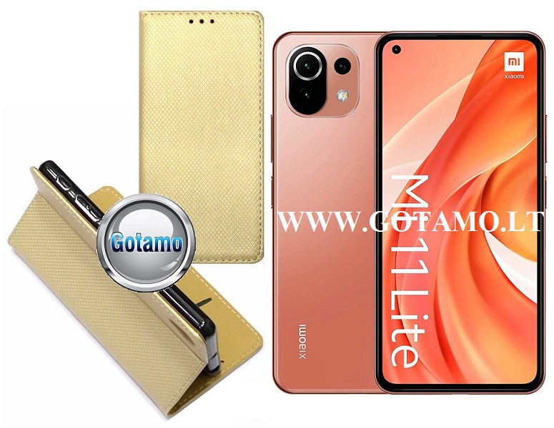 Re-Grid magnetinis dėklas Xiaomi Mi 11 Lite, Xiaomi Mi 11 Lite 5G telefonams aukso spalvos