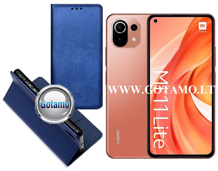 Re-Grid magnetinis dėklas Xiaomi Mi 11 Lite, Xiaomi Mi 11 Lite 5G telefonams mėlynos spalvos