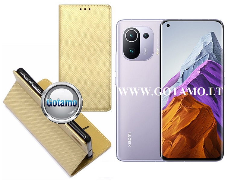 Re-Grid magnetinis dėklas Xiaomi Mi 11, Xiaomi Mi 11 Pro mobiliesiems telefonams aukso spalvos