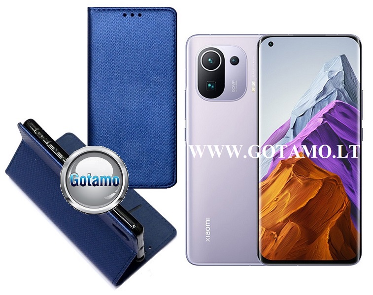 Re-Grid magnetinis dėklas Xiaomi Mi 11, Xiaomi Mi 11 Pro mobiliesiems telefonams mėlynos spalvos