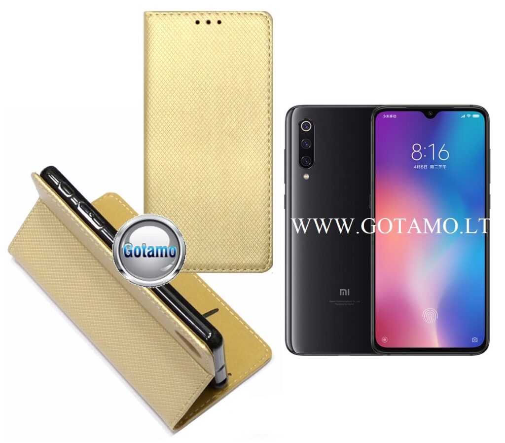 Re-Grid magnetinis dėklas Xiaomi Mi 9 telefonams aukso spalvos