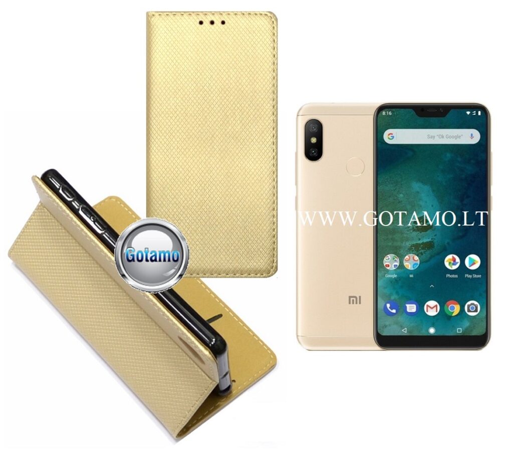 Re-Grid magnetinis dėklas Xiaomi Mi A2 Lite, Xiaomi Redmi 6 Pro telefonams aukso spalvos