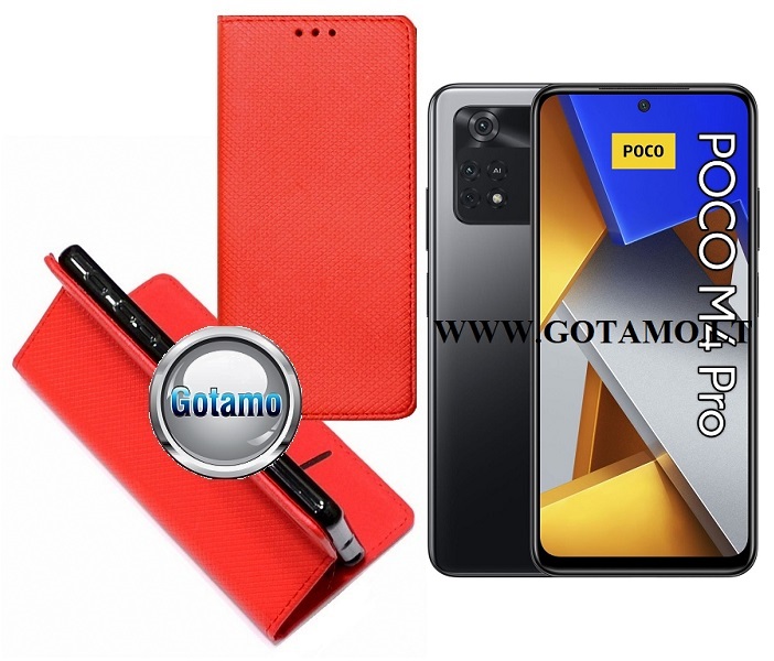 Re-Grid magnetinis dėklas Xiaomi Poco M4 Pro telefonams raudonos spalvos