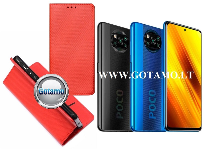 Re-Grid magnetinis dėklas Xiaomi Poco X3, Xiaomi Poco X3 Pro, Xiaomi Poco X3 NFC telefonams raudonos spalvos