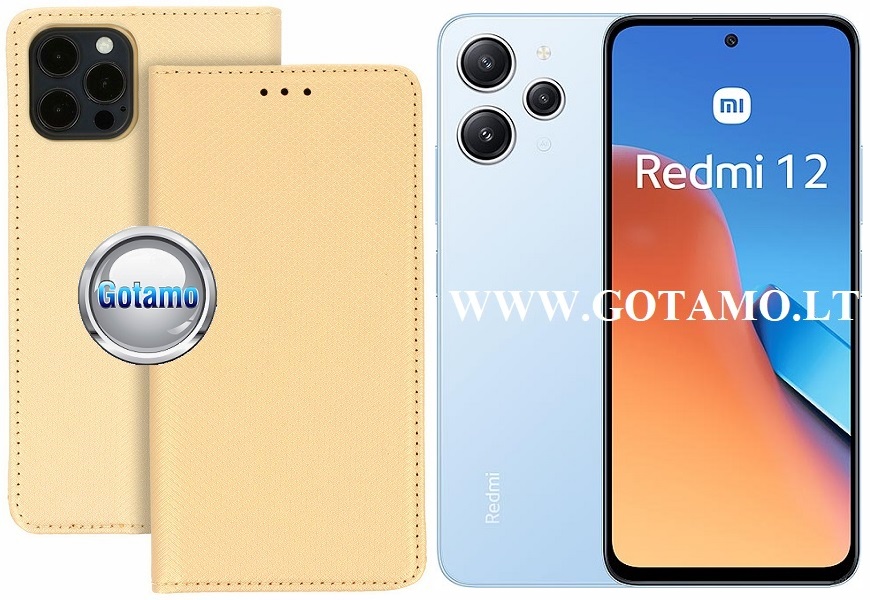 Re-Grid magnetinis dėklas Xiaomi Redmi 12, Xiaomi Redmi 12 5G telefonams aukso spalvos