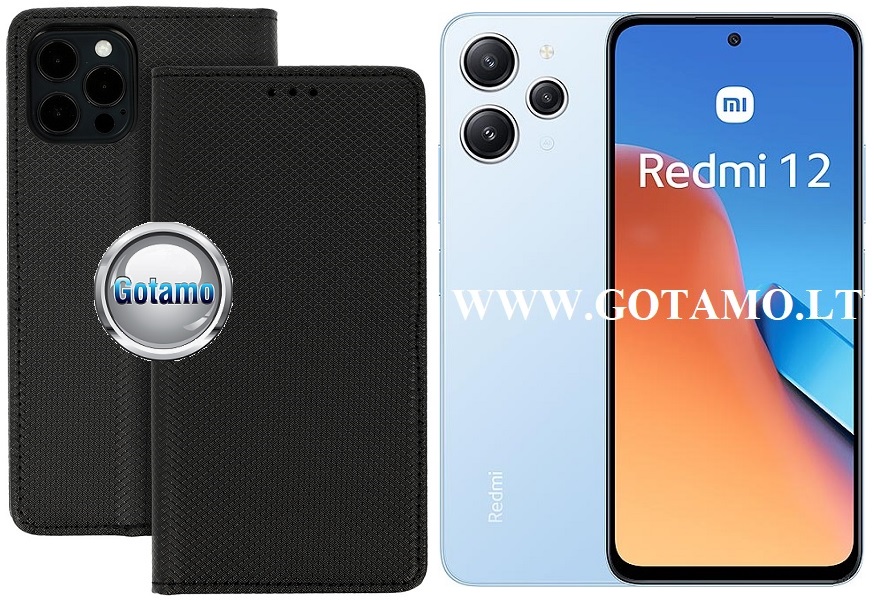 Re-Grid magnetinis dėklas Xiaomi Redmi 12, Xiaomi Redmi 12 5G telefonams juodos spalvos