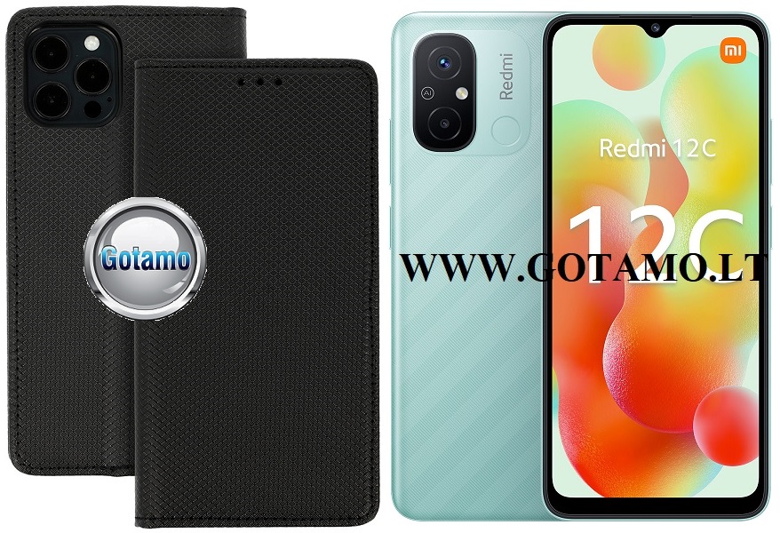 Re-Grid magnetinis dėklas Xiaomi Redmi 12C telefonui juodos spalvos
