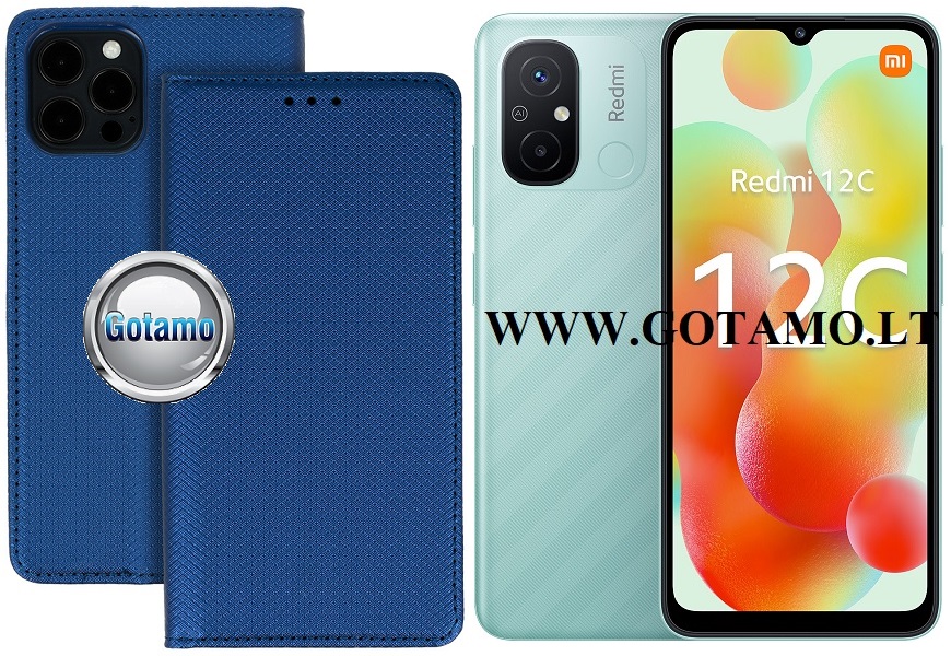 Re-Grid magnetinis dėklas Xiaomi Redmi 12C telefonui mėlynos spalvos