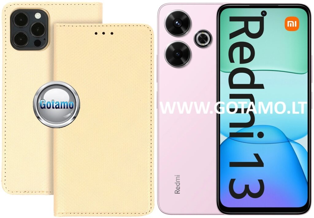 Re-Grid magnetinis dėklas Xiaomi Redmi 13, Xiaomi Redmi 13 5G telefonams aukso spalvos