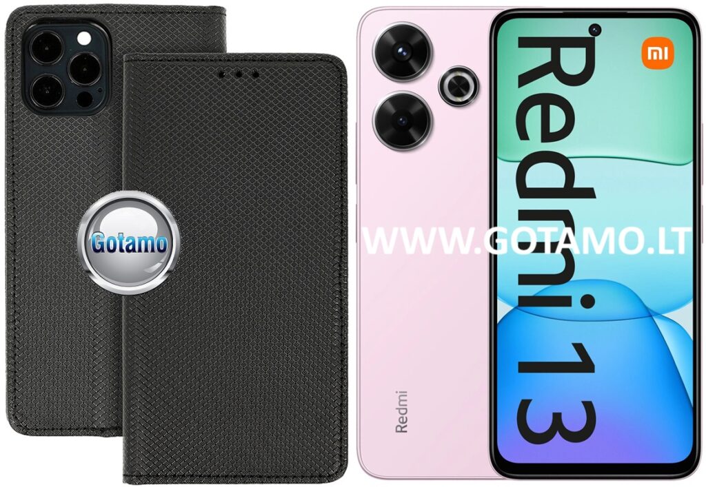 Re-Grid magnetinis dėklas Xiaomi Redmi 13, Xiaomi Redmi 13 5G telefonams juodos spalvos