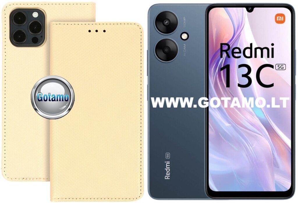 Re-Grid magnetinis dėklas Xiaomi Redmi 13C 5G telefonui aukso spalvos
