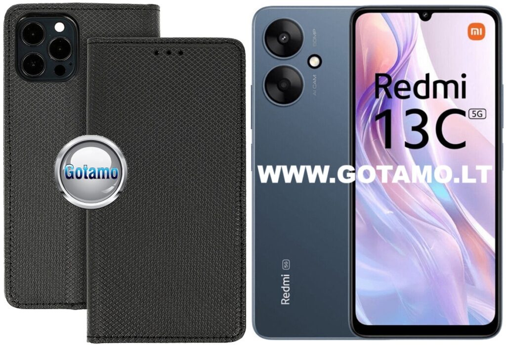 Re-Grid magnetinis dėklas Xiaomi Redmi 13C 5G telefonui juodos spalvos