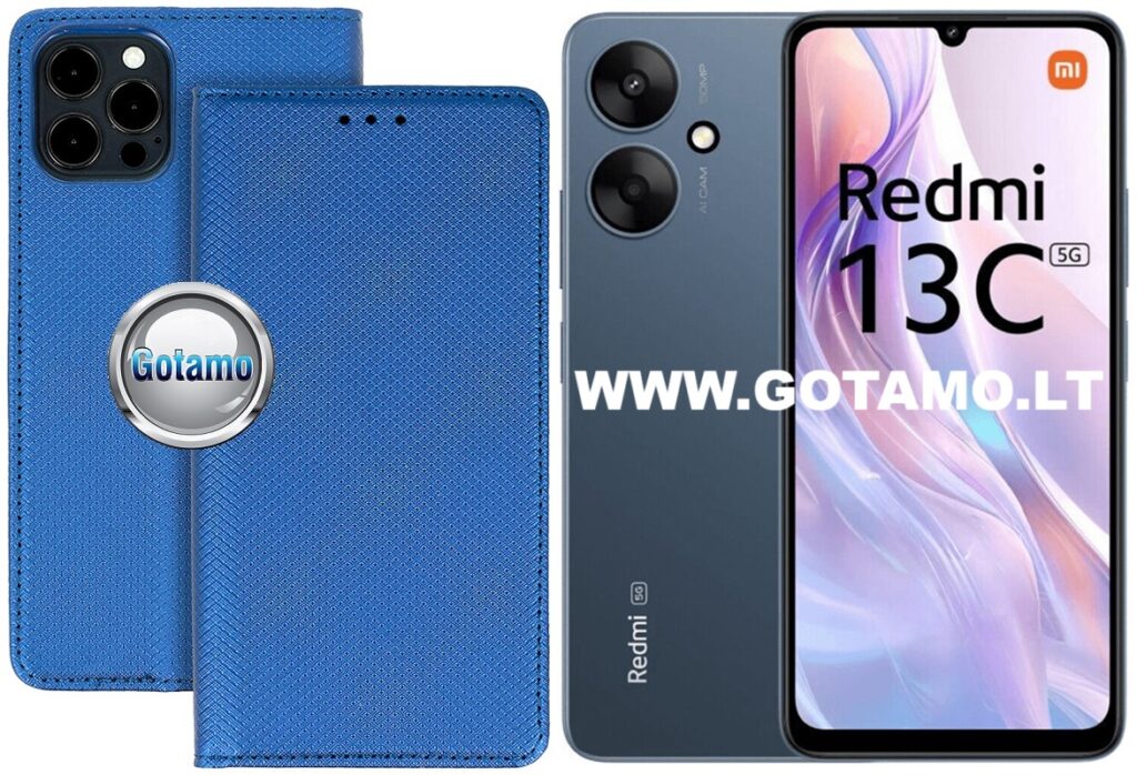 Re-Grid magnetinis dėklas Xiaomi Redmi 13C 5G telefonui mėlynos spalvos