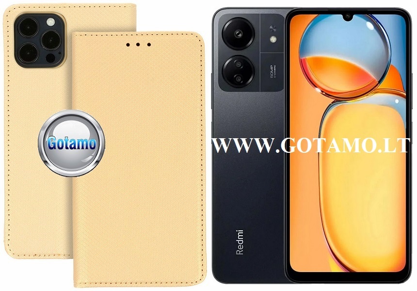 Re-Grid magnetinis dėklas Xiaomi Redmi 13C, Xiaomi Poco C65 telefonams aukso spalvos