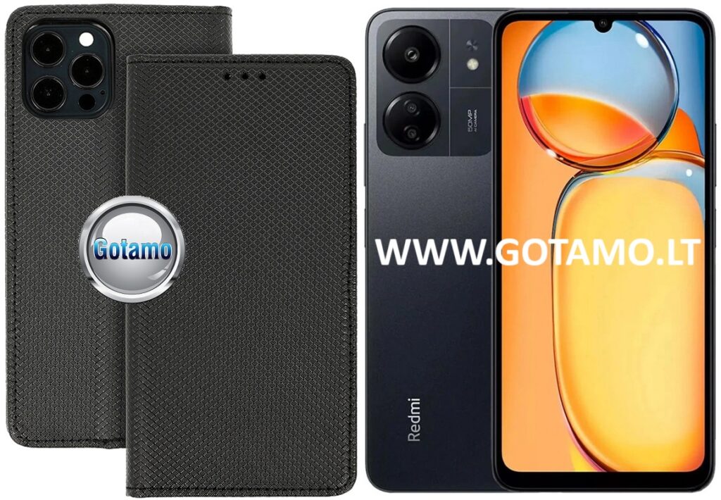 Re-Grid magnetinis dėklas Xiaomi Redmi 13C, Xiaomi Poco C65 telefonams juodos spalvos