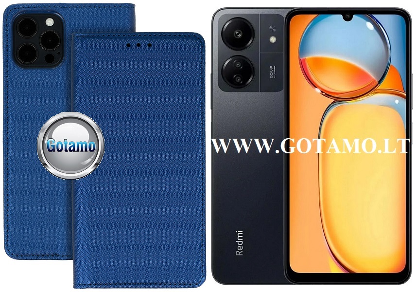 Re-Grid magnetinis dėklas Xiaomi Redmi 13C, Xiaomi Poco C65 telefonams mėlynos spalvos