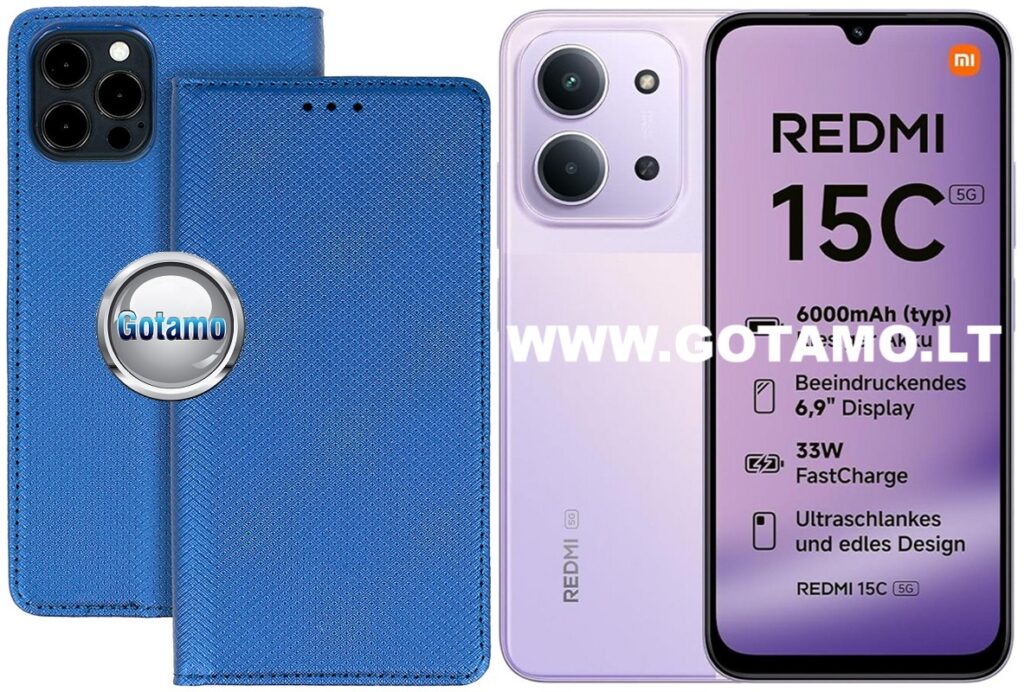 Re-Grid magnetinis dėklas Xiaomi Redmi 15C 5G, mėlynos spalvos