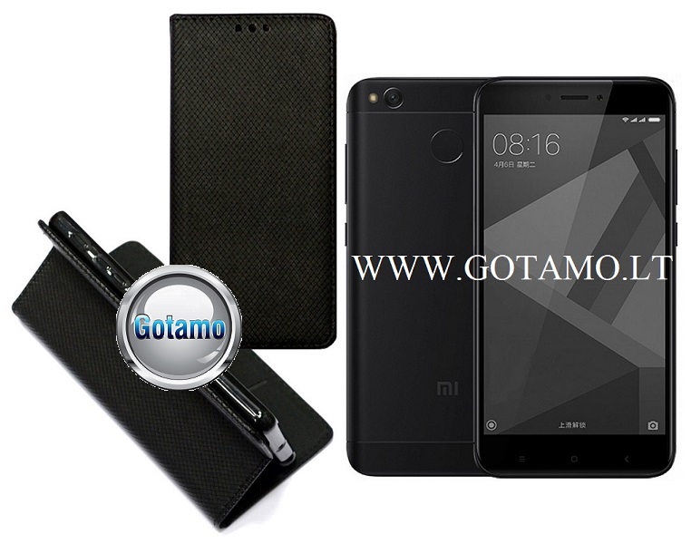 Re-Grid magnetinis dėklas Xiaomi Redmi 4X telefonams juodos spalvos