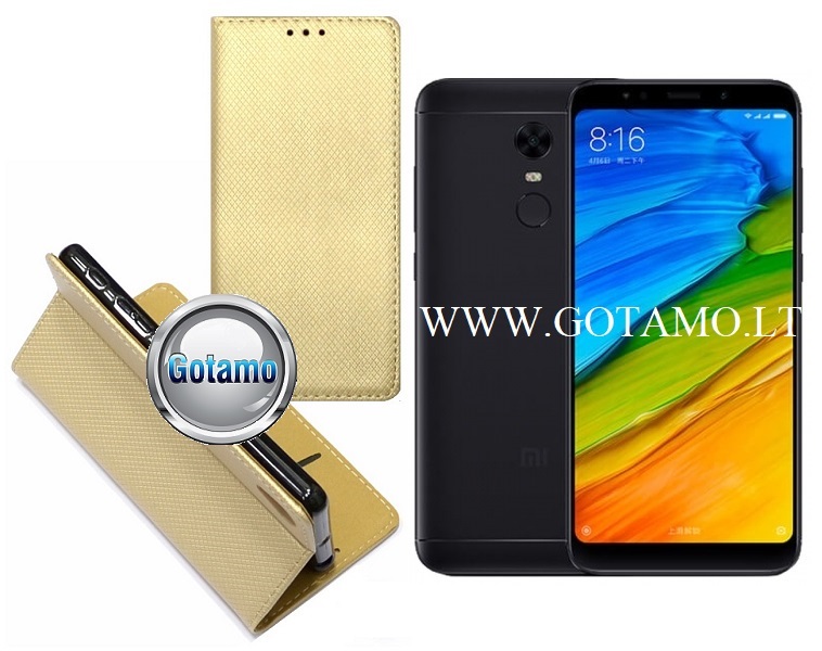 Re-Grid magnetinis dėklas Xiaomi Redmi 5 Plus telefonams aukso spalvos
