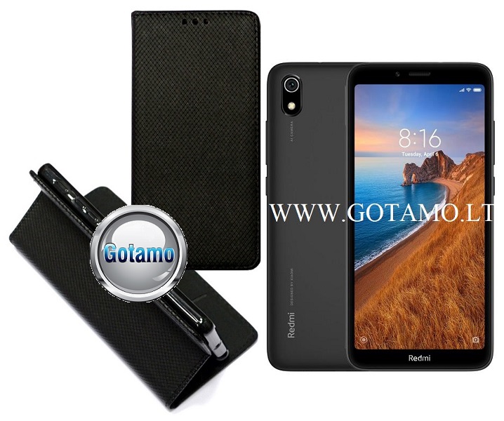 Re-Grid magnetinis dėklas Xiaomi Redmi 7A telefonams juodos spalvos
