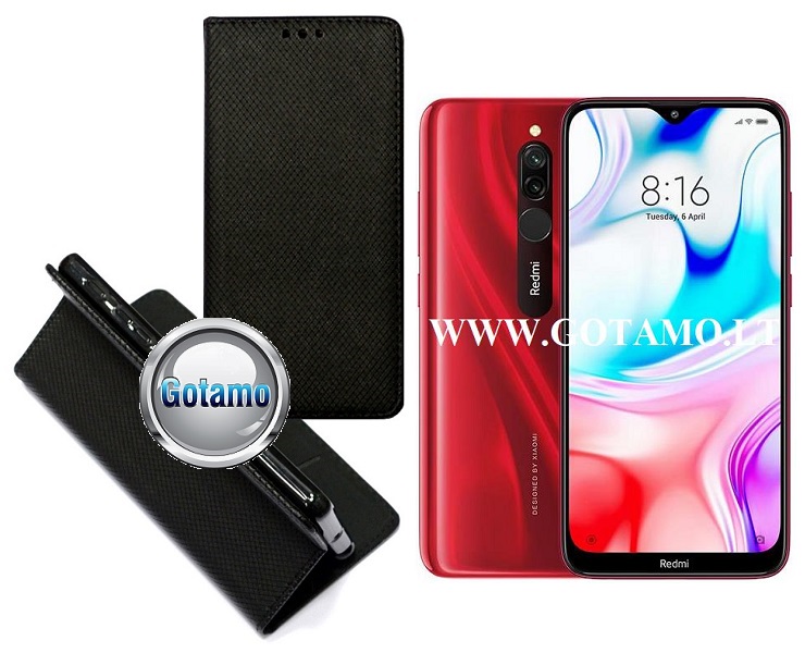 Re-Grid magnetinis dėklas Xiaomi Redmi 8 8A telefonams juodos spalvos